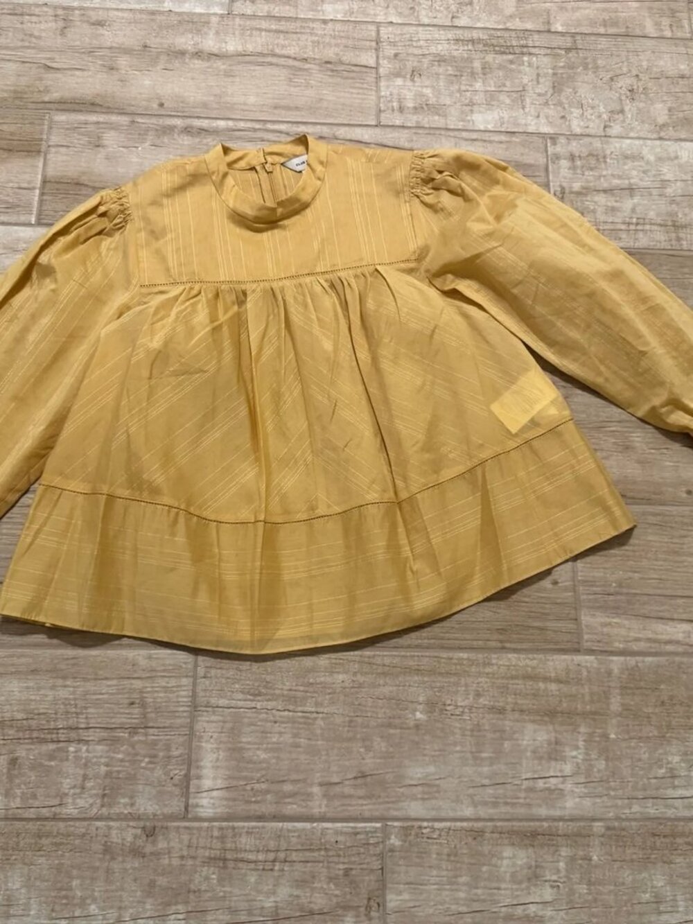 Club Monaco Cotton–Silk Long‑Sleeve Cropped Shirt